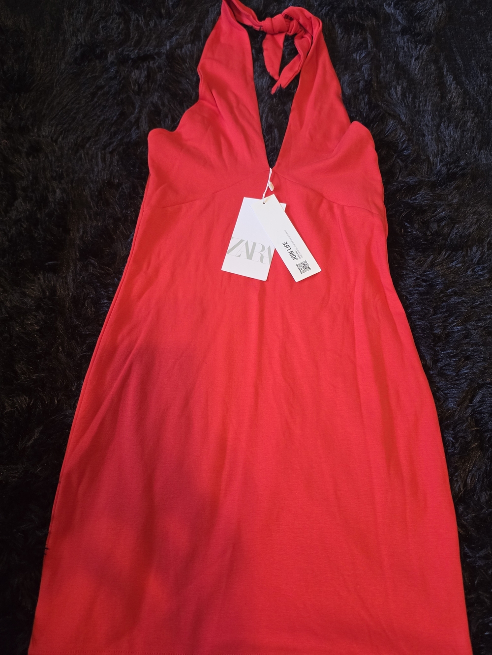 ZARA Bright Red Backless Halter Dress